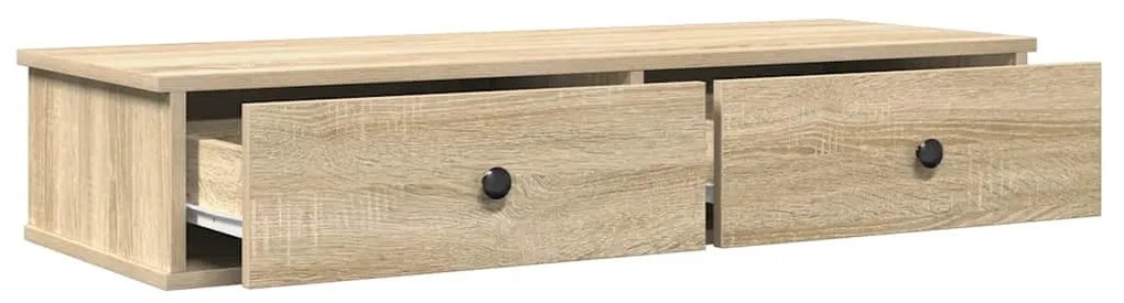 sonoma tölgy szerelt fa falipolc fiókokkal 100 x 37,5 x 19 cm