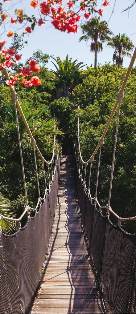 Flizelin fotótapéta Híd a trópusokon rózsaszín dzsungel virágok 91x211 +ragasztó