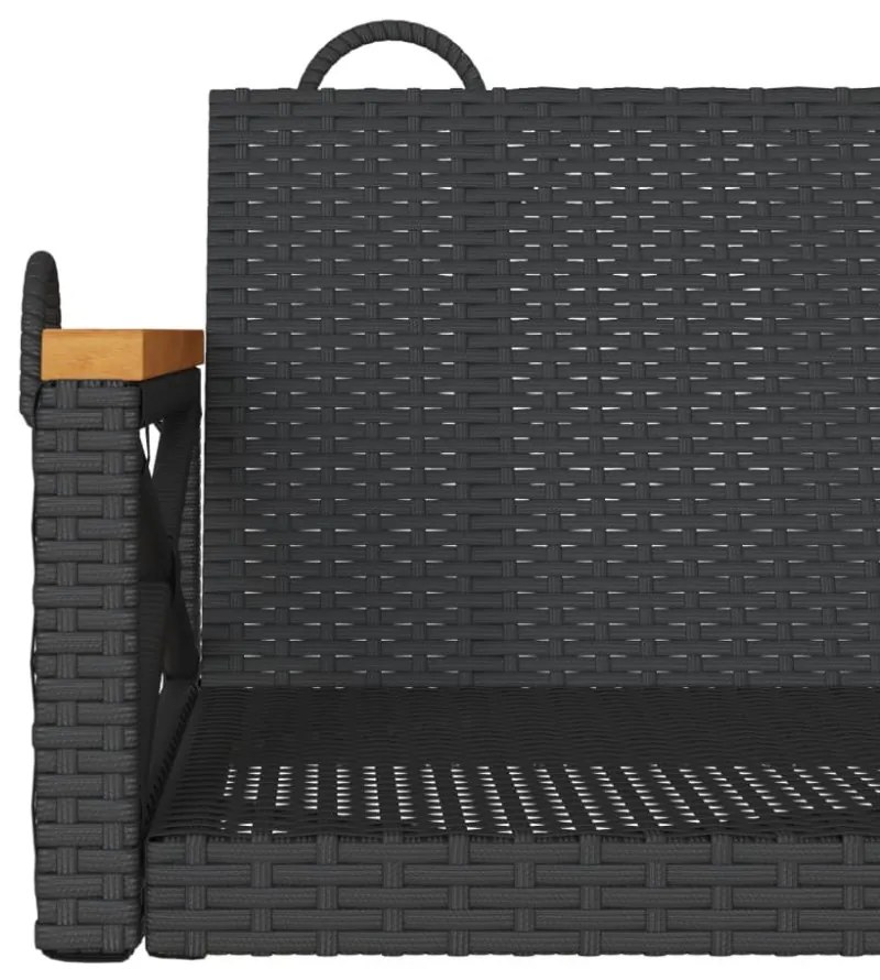 fekete polyrattan hintapad 109 x 62 x 40 cm