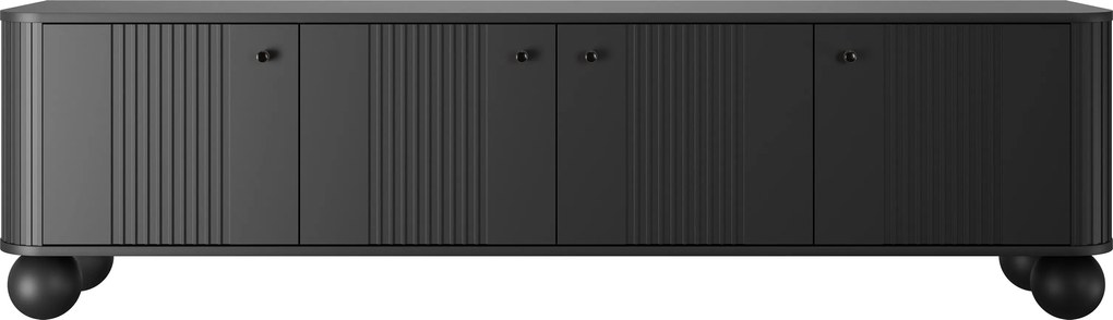 Vesper 4D TV-szekrény 187 cm - fekete, fekete fogantyúkkal, gömb lábakkal