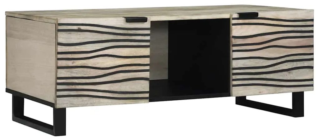 Dohányzóasztal Fehér, Fekete 100 x 54 x 40 cm tömör mangófa