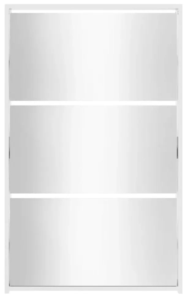 háromrétegű, magasfényű fehér cipősszekrény tükörrel 63 x 17 x 102,5 cm