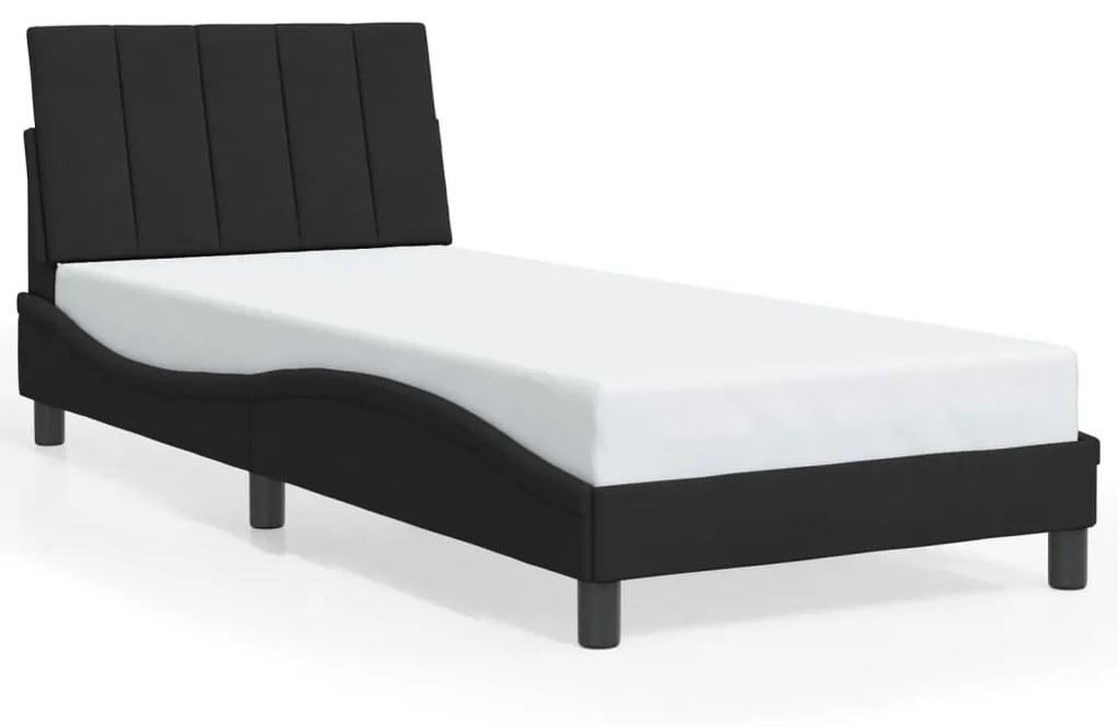 fekete bársony ágykeret LED-világítással 80 x 200 cm