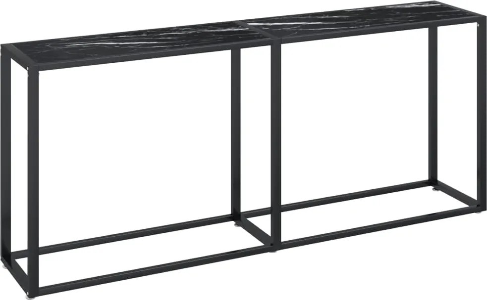 vidaXL fekete márványszínű edzett üveg tálalóasztal 180 x 35 x 75,5 cm