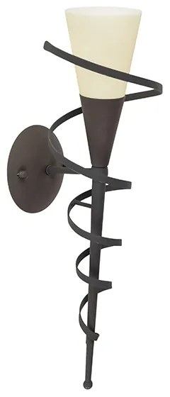 Rusztikus fali lámpa rozsdabarna krémszínű üveggel - Castle