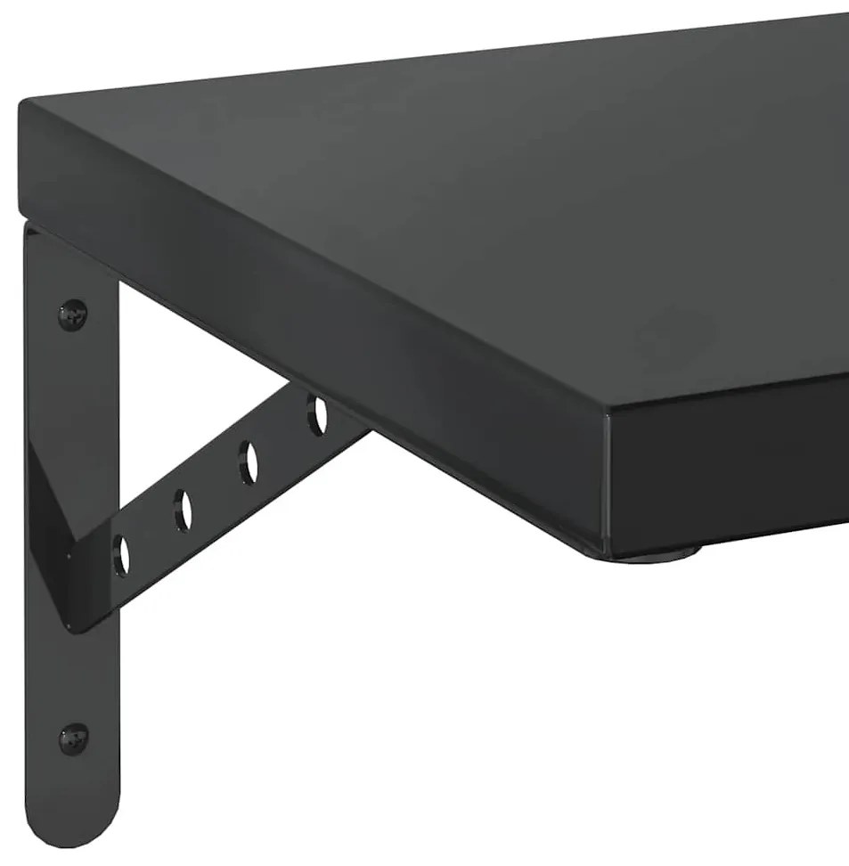 2 db fekete rozsdamentes acél fali polc 100 x 30 cm
