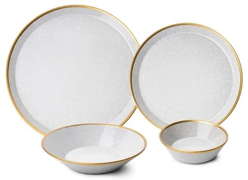 16 darabos szürke/arany porcelán étkészlet