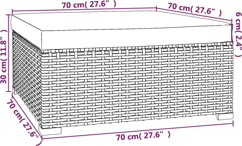 4 részes barna polyrattan kerti bútorszett párnákkal