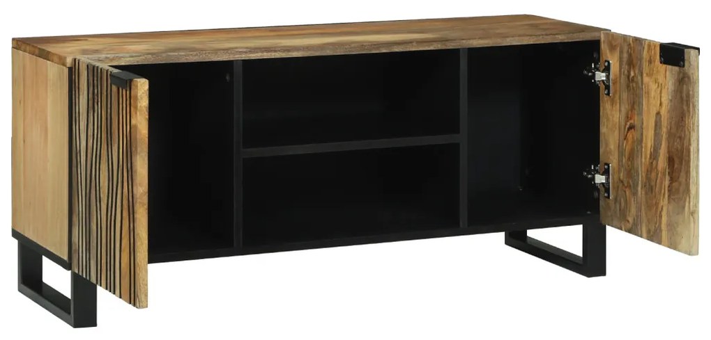 TV szekrény, 105x33.5x46 cm, natúr tömör mangófából és mérnöki fából.