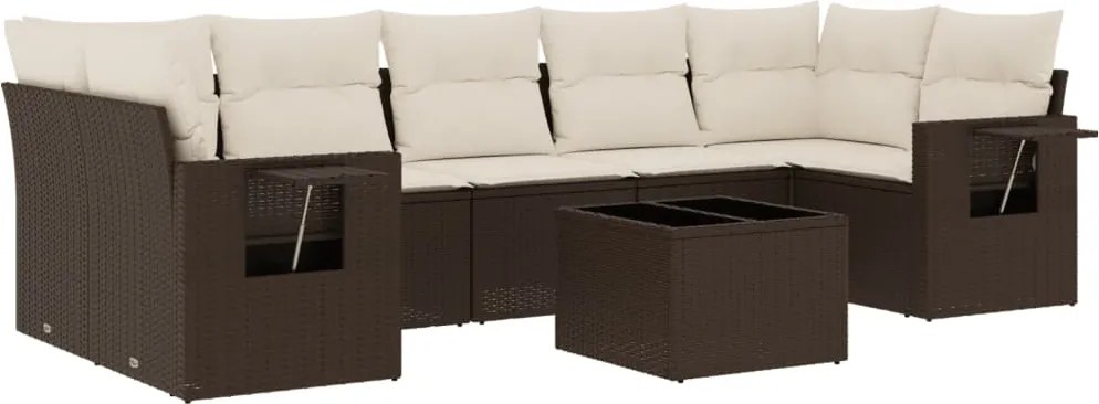 vidaXL 8 részes barna polyrattan kerti ülőgarnitúra párnákkal