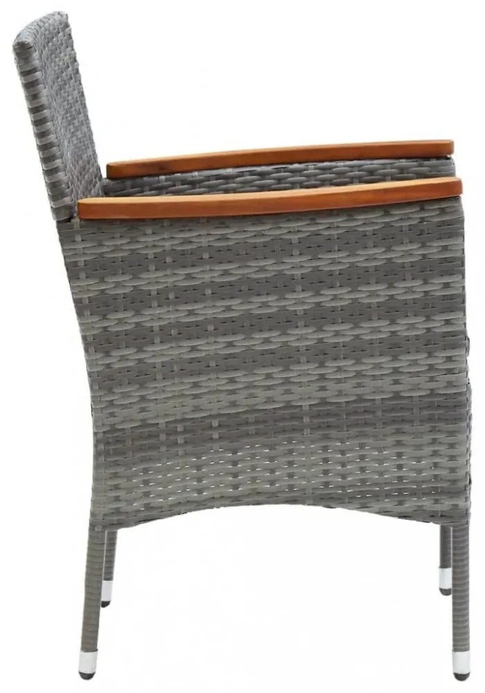 3 részes szürke polyrattan kerti étkezőgarnitúra párnákkal