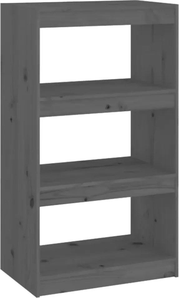 vidaXL szürke tömör fenyőfa könyvszekrény/térelválasztó 60x30x103,5 cm