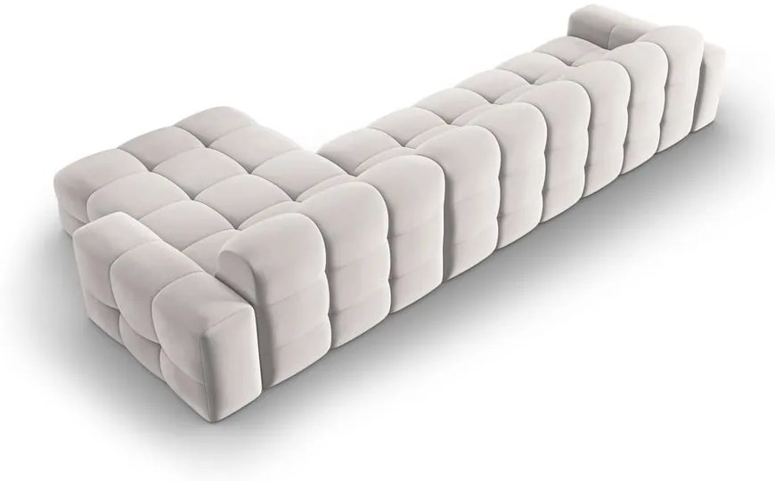 Világosszürke bársony sarokkanapé (jobb oldali) Kendal – Micadoni Home