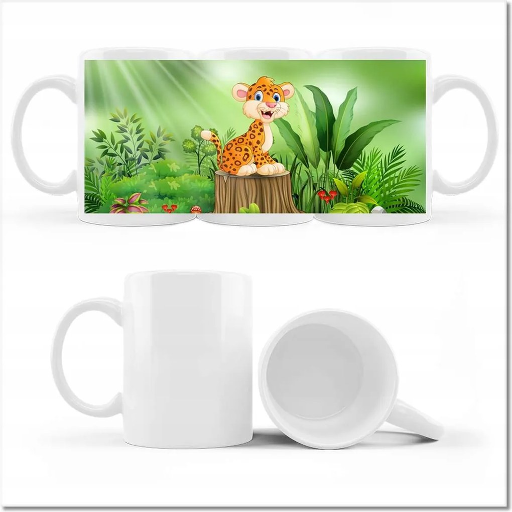 Nyomott mintás bögre Mosolygó vad cica