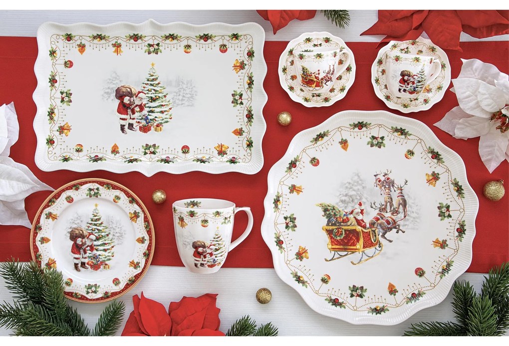 Karácsonyi porcelán ovális kínáló tálca Nostalgic Christmas Time