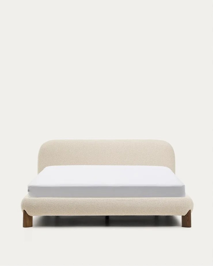 Bézs kárpitozott franciaágy ágyrács nélkül 160x200 cm Odina – Kave Home