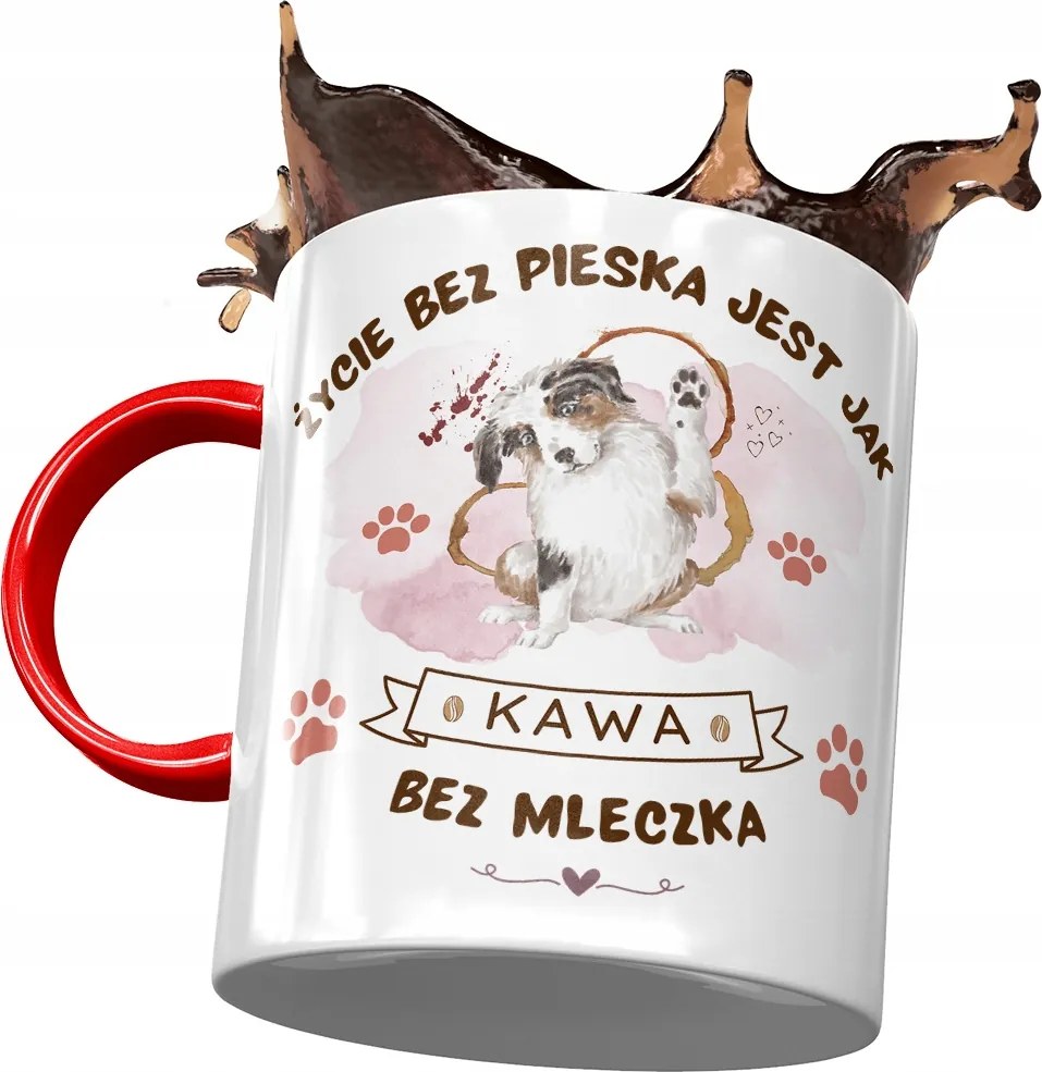 Piros Kutyás Bögre Cuki Ajándék Nyomtatott Fotóval