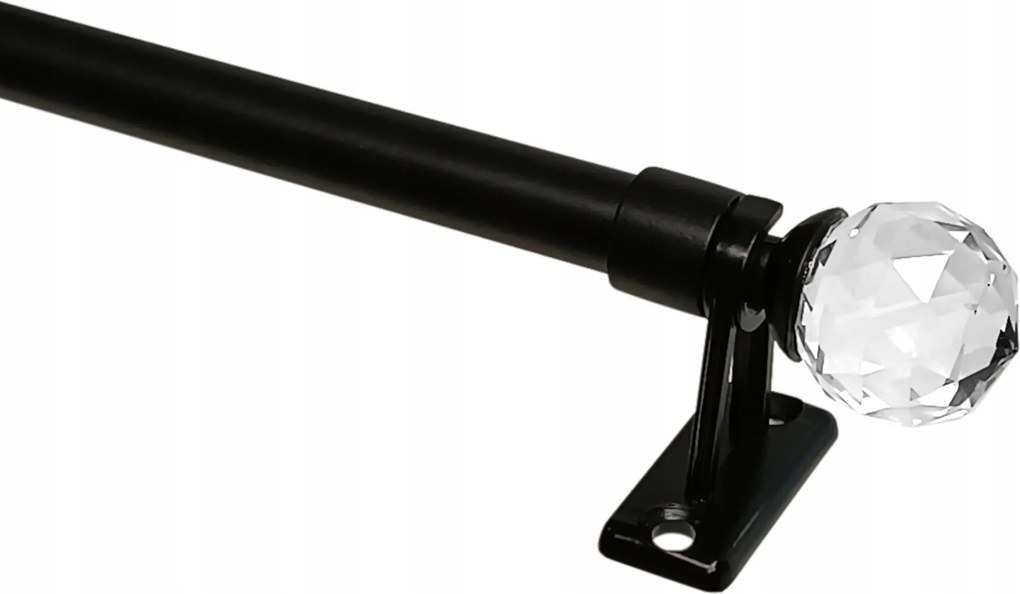 Mini függönyrúd karnis, fém, kihúzható, fekete, erős, Crystal 60-80 cm