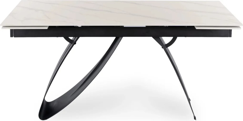 Kihúzható kerámia étkezőasztal 160–220 cm méretben, fehér márvány/fekete színben DEVON