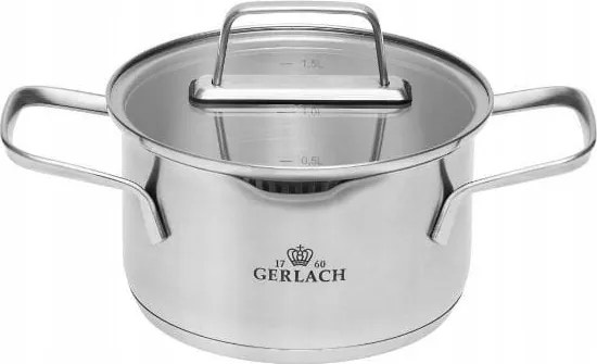 Ambiente rozsdamentes acélból készült Gerlach Indukciós fazék Fedővel Acél 2l