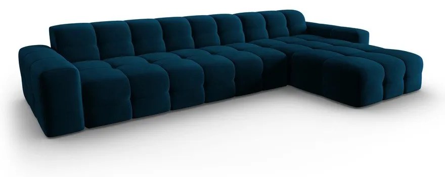 Sötétkék bársony sarokkanapé (jobb oldali) Kendal – Micadoni Home