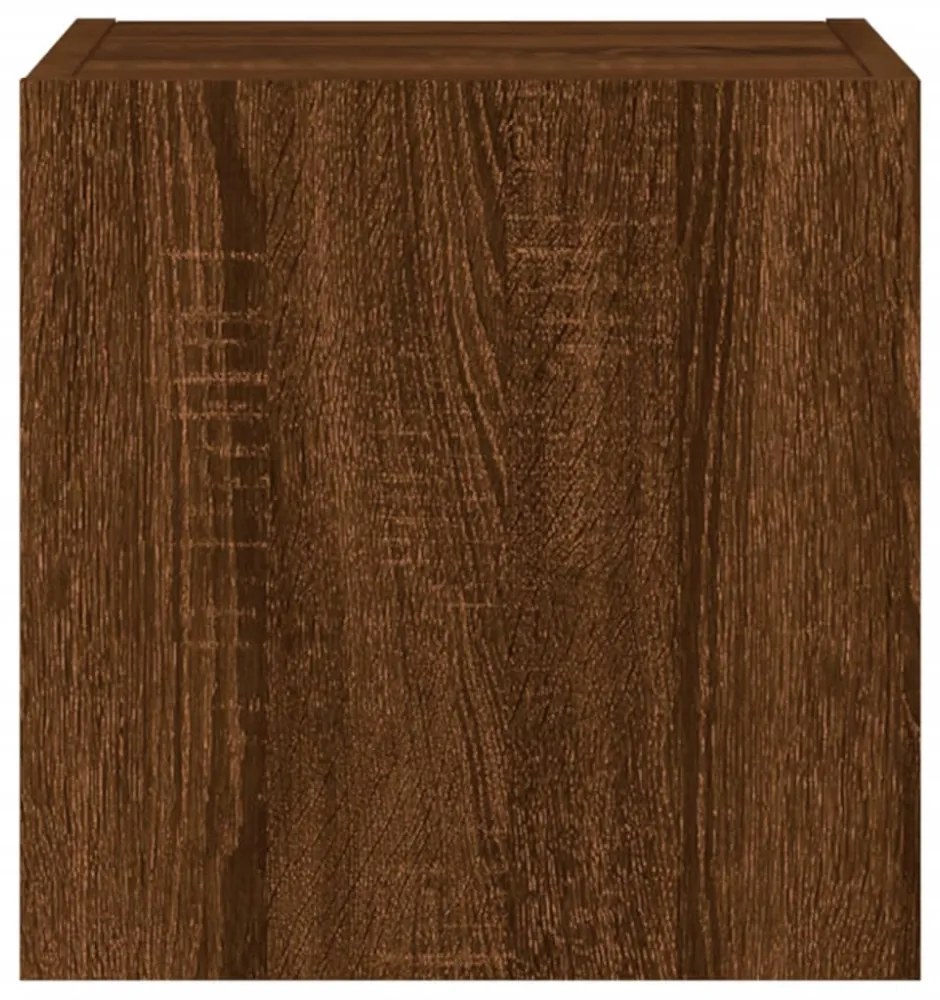 2 db barna tölgyszínű fali TV-szekrény LED-del 30,5x35x30 cm