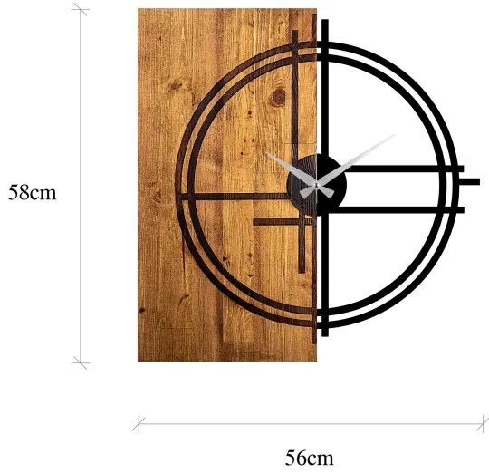 Fali óra 58x56 cm, 1xAA, fa/fém kivitel