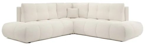 Ággyá nyitható jobb oldali L alakú kárpitozott sarokülőgarnitúra tárolóval ALMADA bézs