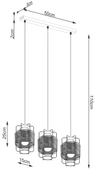 Sollux SL.1301 - Csillár zsinóron GIZUR 3xE27/15W/230V