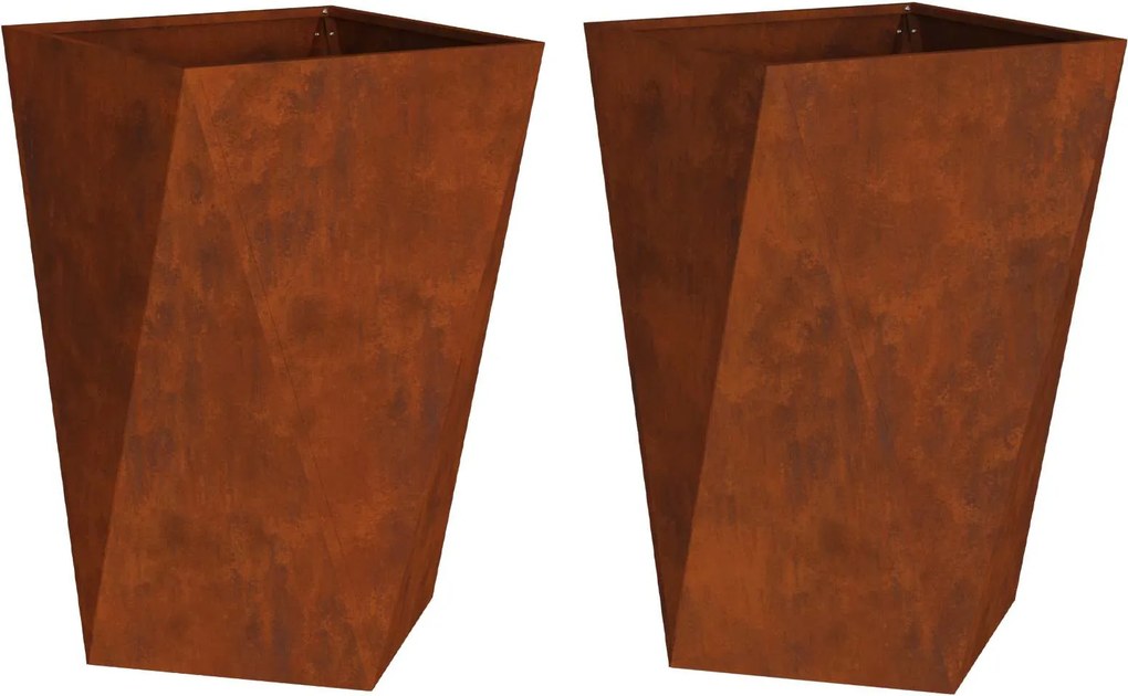 vidaXL Növénytartó 2 pcs Rozsdás 50 x 50 x 75 cm Időjárásálló acél