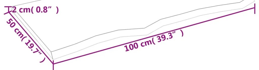 világosbarna kezelt tömör tölgyfa asztallap 100 x 50 x 2 cm