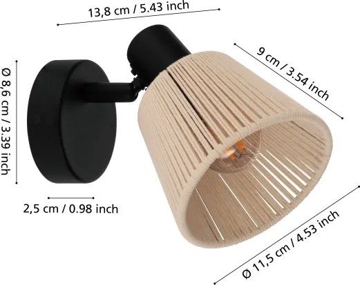 Eglo 44138 - SEAGARD fali spotlámpa 1xE14/40W/230V bézs/fekete