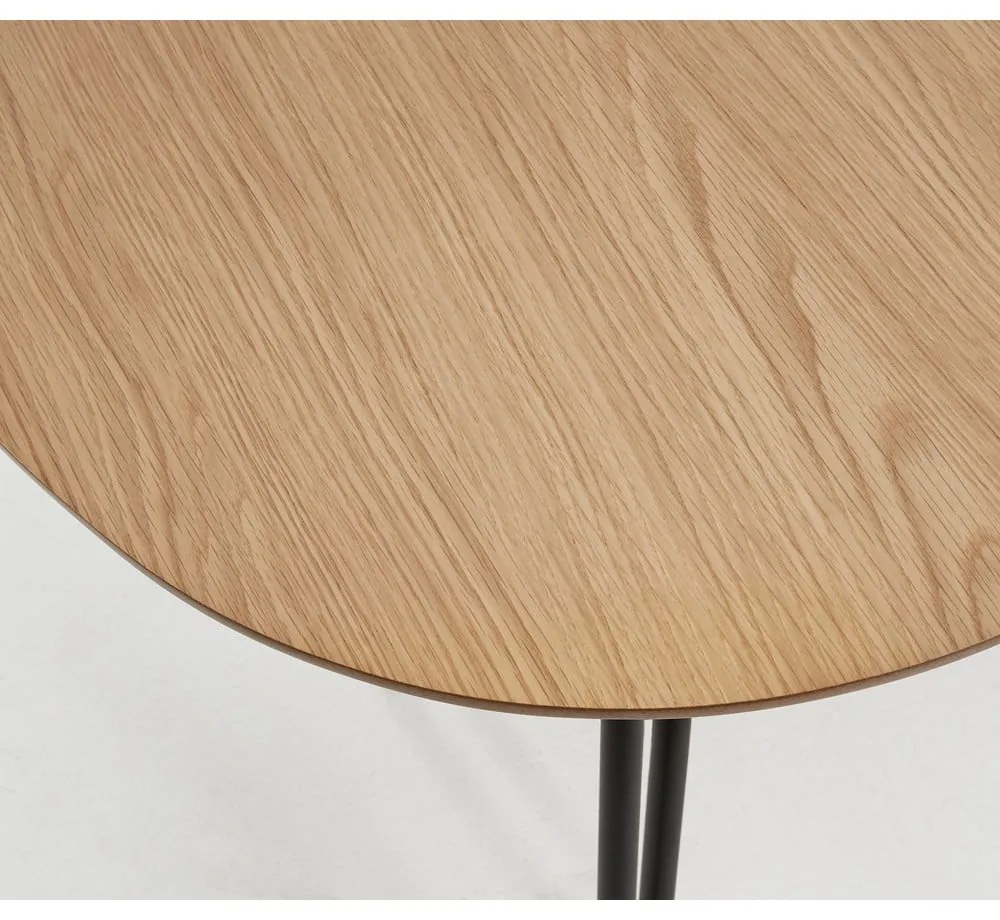 Natúr színű bővíthető étkezőasztal tölgyfa dekorral 100x170 cm Novac – Kave Home