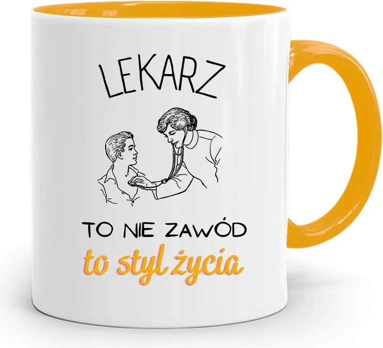 Sárga Bögre A Doktornak Nem Szakma, Hanem Életmód, fényképes nyomtatással