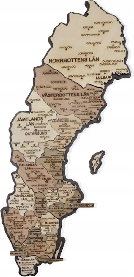 Svédország Térkép Fa Fali Kép Fali Dekoráció