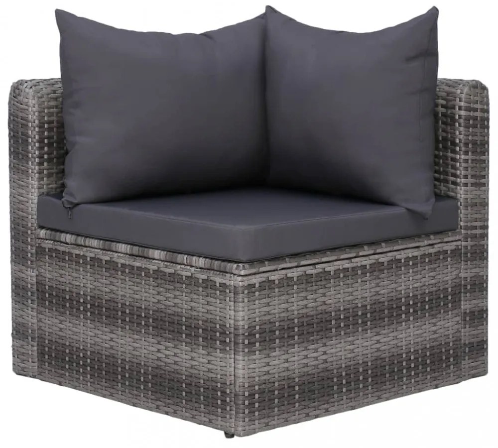 7-részes szürke polyrattan kerti bútorszett párnákkal