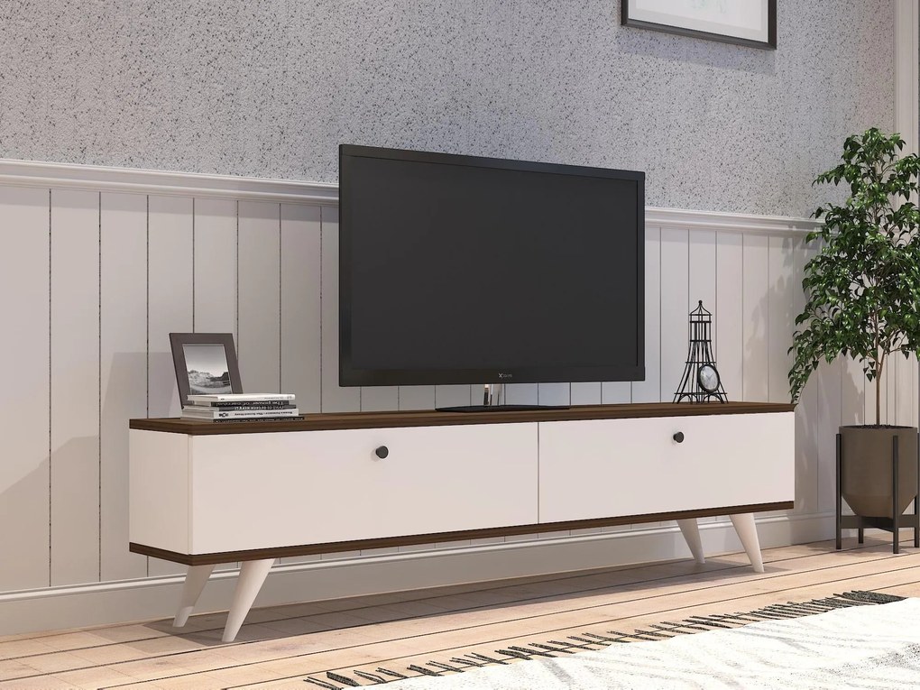 TV asztal/szekrény Tamoku (fehér + dió) . Akció -20%. 1095128