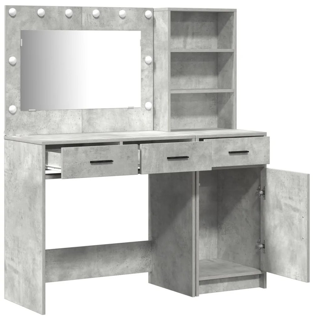 Öltözködőasztal fiókkal 2 pcs Szürke 78.5 x 41 x 135 cm Faanyag