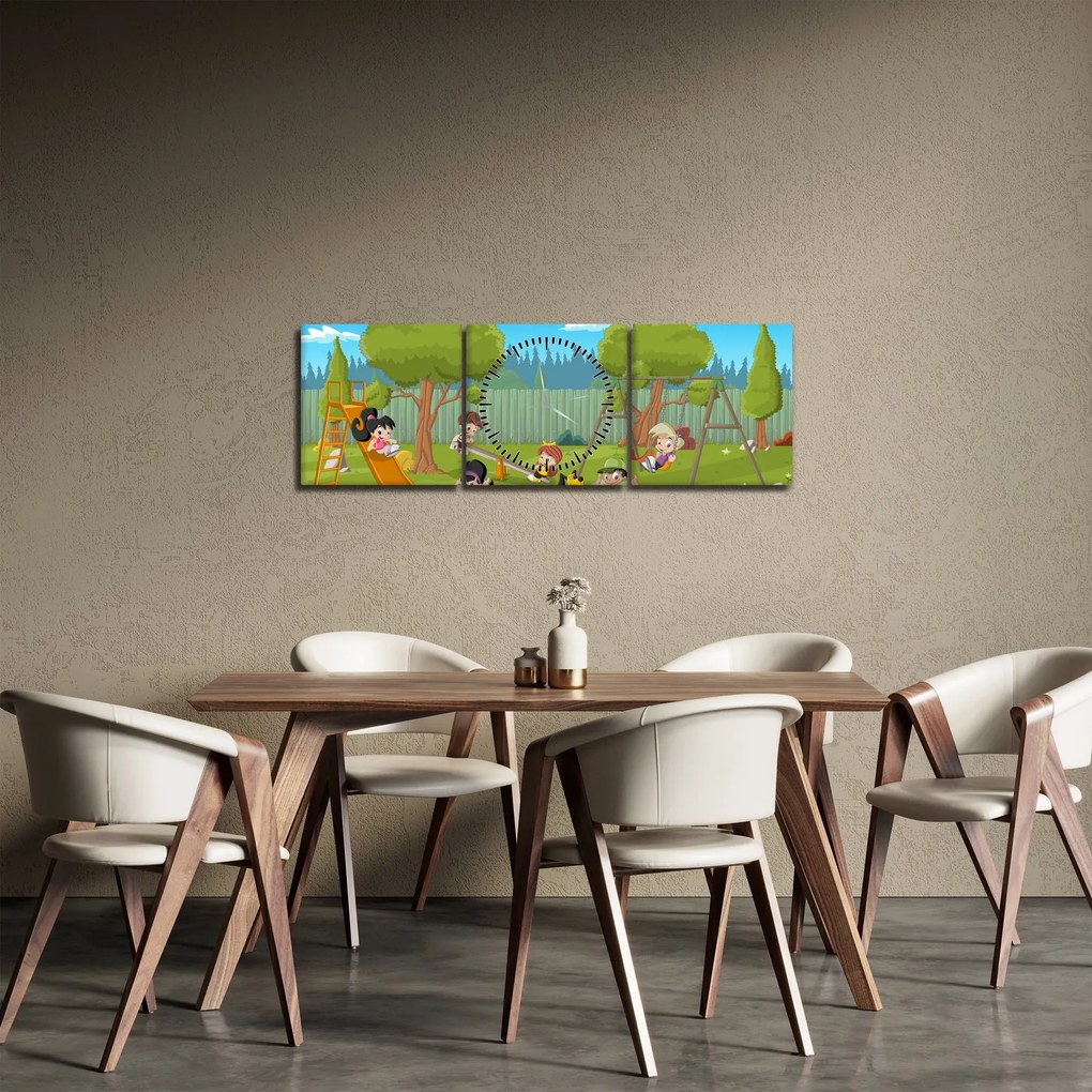 Kép - gyerekek a játszótéren (órával) (90x30 cm)