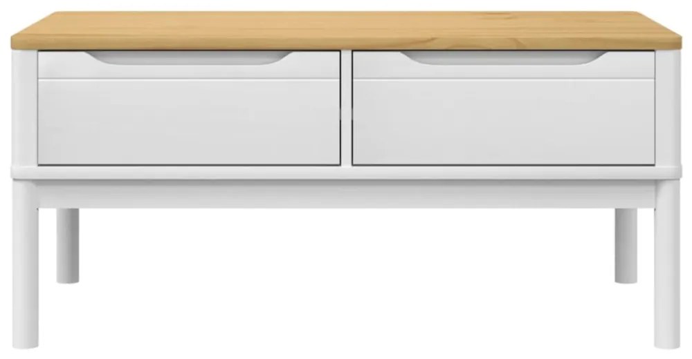 FLORO fehér tömör fenyőfa dohányzóasztal 99 x 55,5 x 45 cm