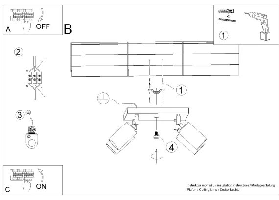 Sollux SL.1370 - Spotlámpa WINX 4xGU10/10W/230V fekete/króm