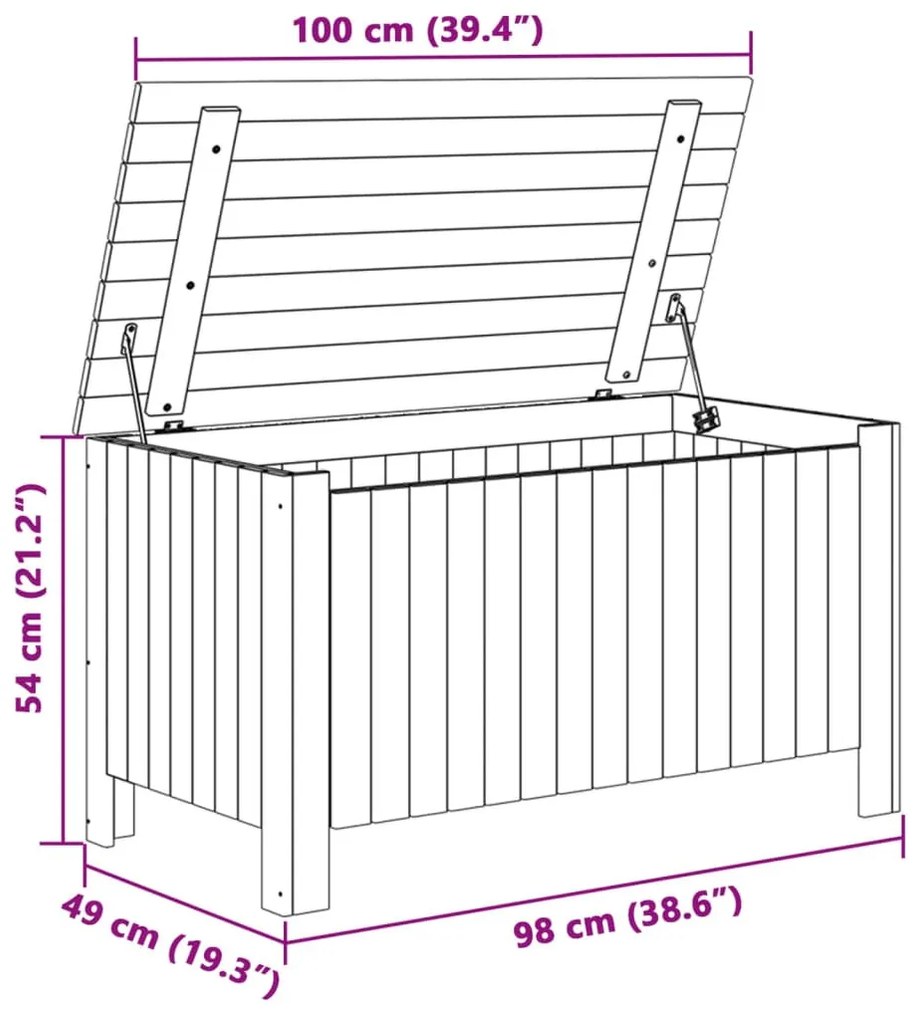 RANA tömör fenyőfa tárolóláda fedéllel 100 x 49 x 54 cm