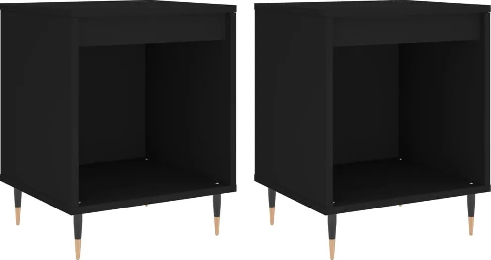 vidaXL 2 db fekete szerelt fa éjjeliszekrény 40 x 35 x 50 cm