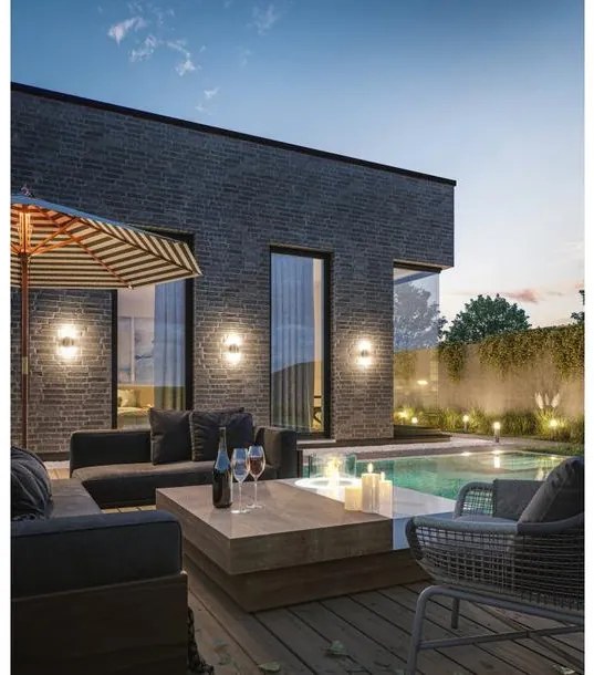 Lámpa Kerti lámpatest CORTA-AUD,2xE27,2xMAX.25W,IP44,AC220-240V,50-60Hz,falra szerelhető fel/le, grafit