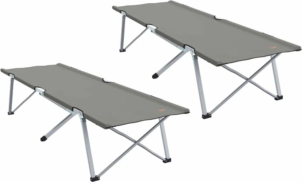 vidaXL Összecsukható Kemping Ágy 2 pcs Szürke 194 x 62,5 x 42,5 cm
