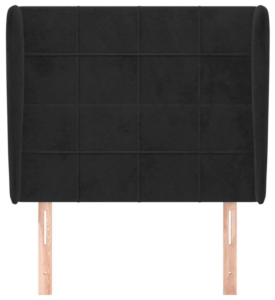 fekete bársony fejtámla szárnyakkal 83 x 23 x 118/128 cm