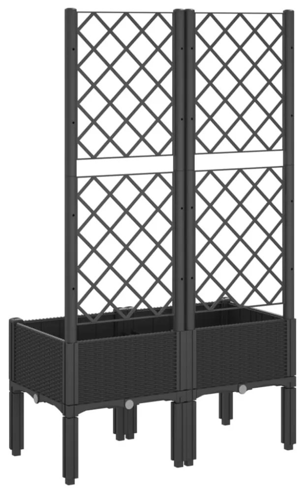 fekete polipropilén rácsos kerti ültetőláda 80 x 40 x 142 cm