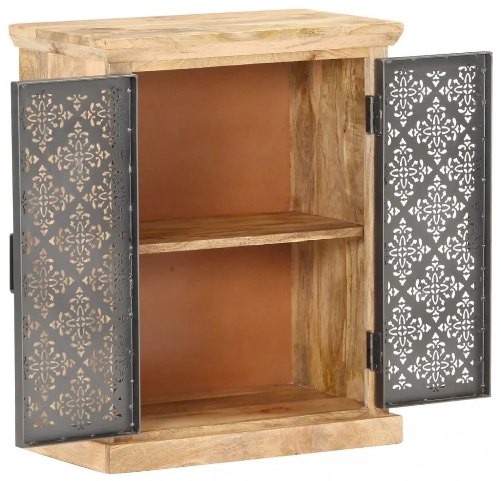 tömör mangófa komód acélajtókkal 60 x 35 x 75 cm