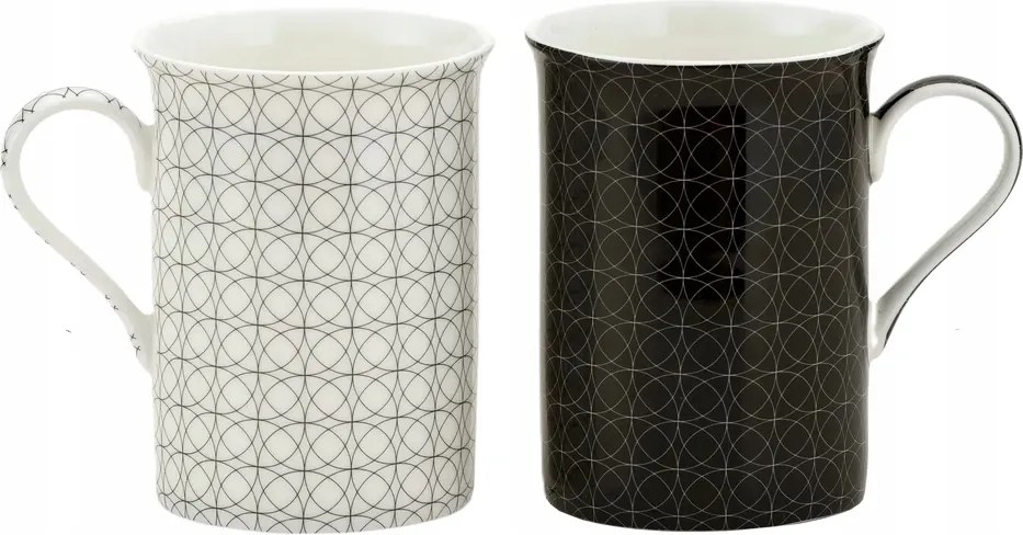 Kpl Porcelán bögre Fekete Fehér Bögre Szett 2 db 360 ml Porcelán