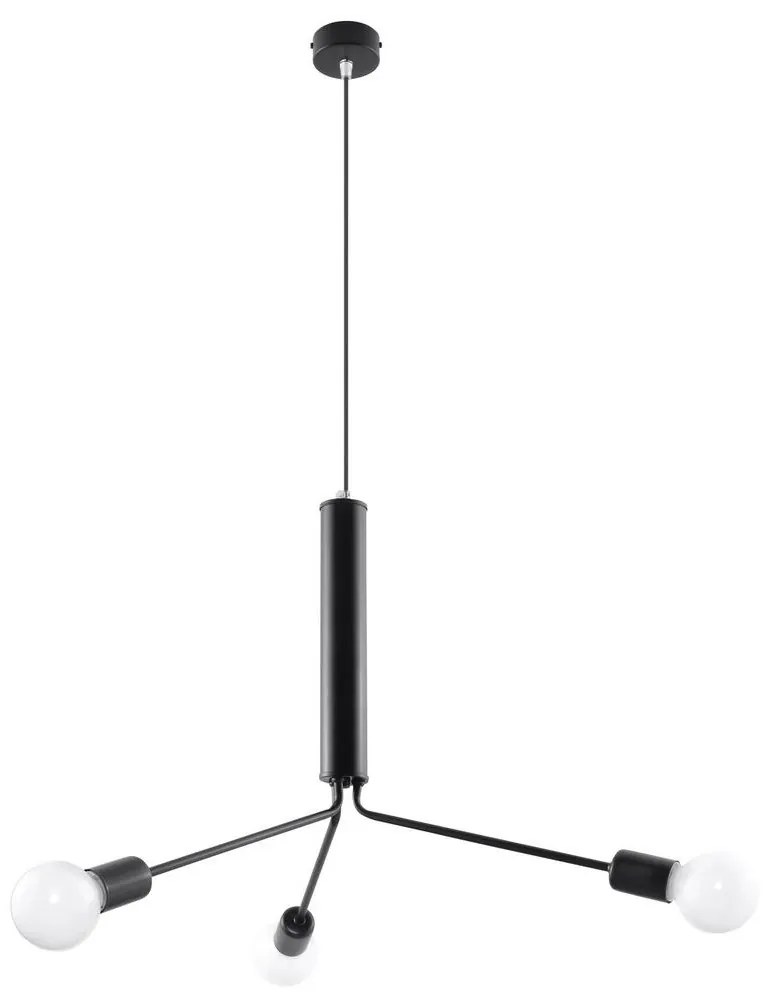 Csillár zsinóron DUOMO 3D 3xE27/60W/230V fekete